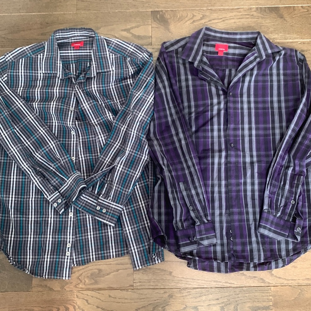 Two Men’s Button Down- Slim Fit Stretch / Both size Large 16-16.5